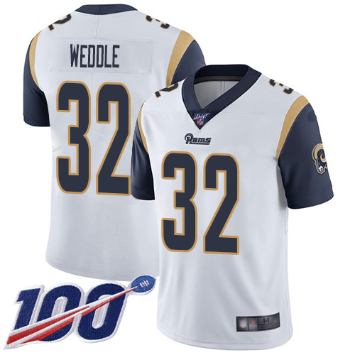 Los Angeles Rams Limited White Men Eric Weddle Road Jersey NFL Football 32 100th Season Vapor Untouchable